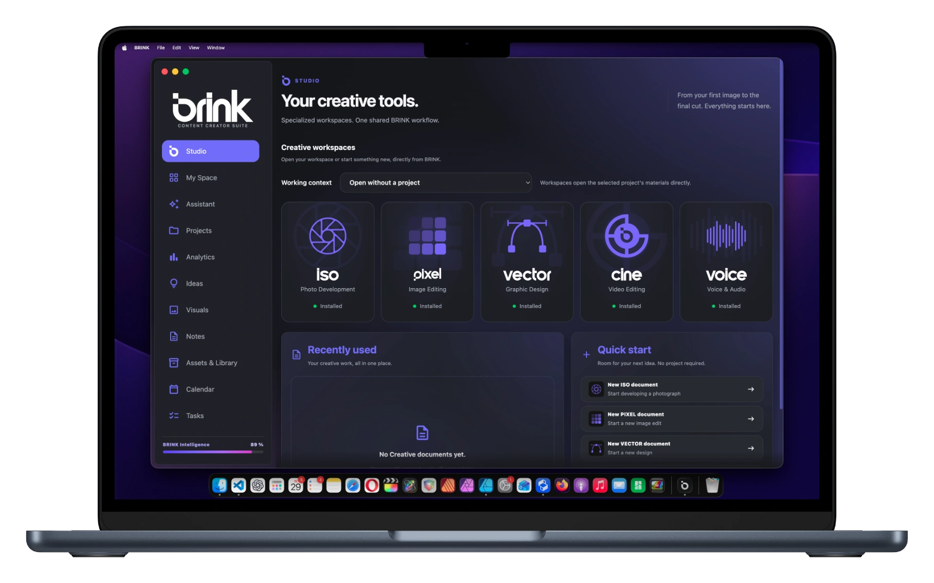 MacBook mit der BRINK-Ansicht Studio